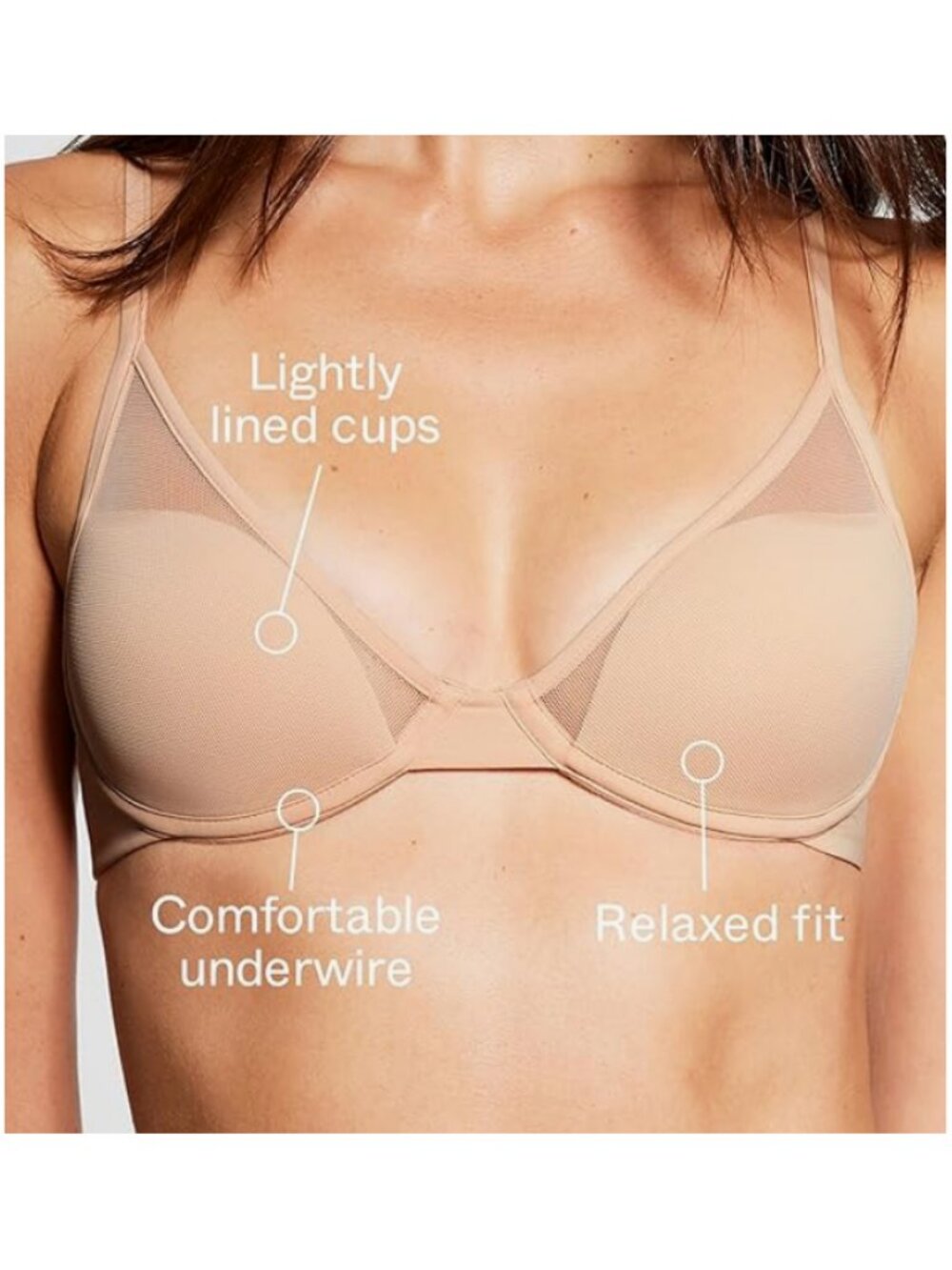 Everyday Nude T-Shirt Bra with Sheer Panels - Picture 2 of 10